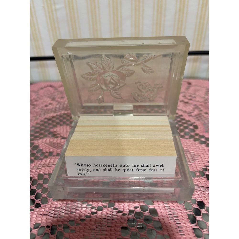 Vintage Warner Press Daily Bread Scripture Promise Box Clear Acrylic Rose Case
